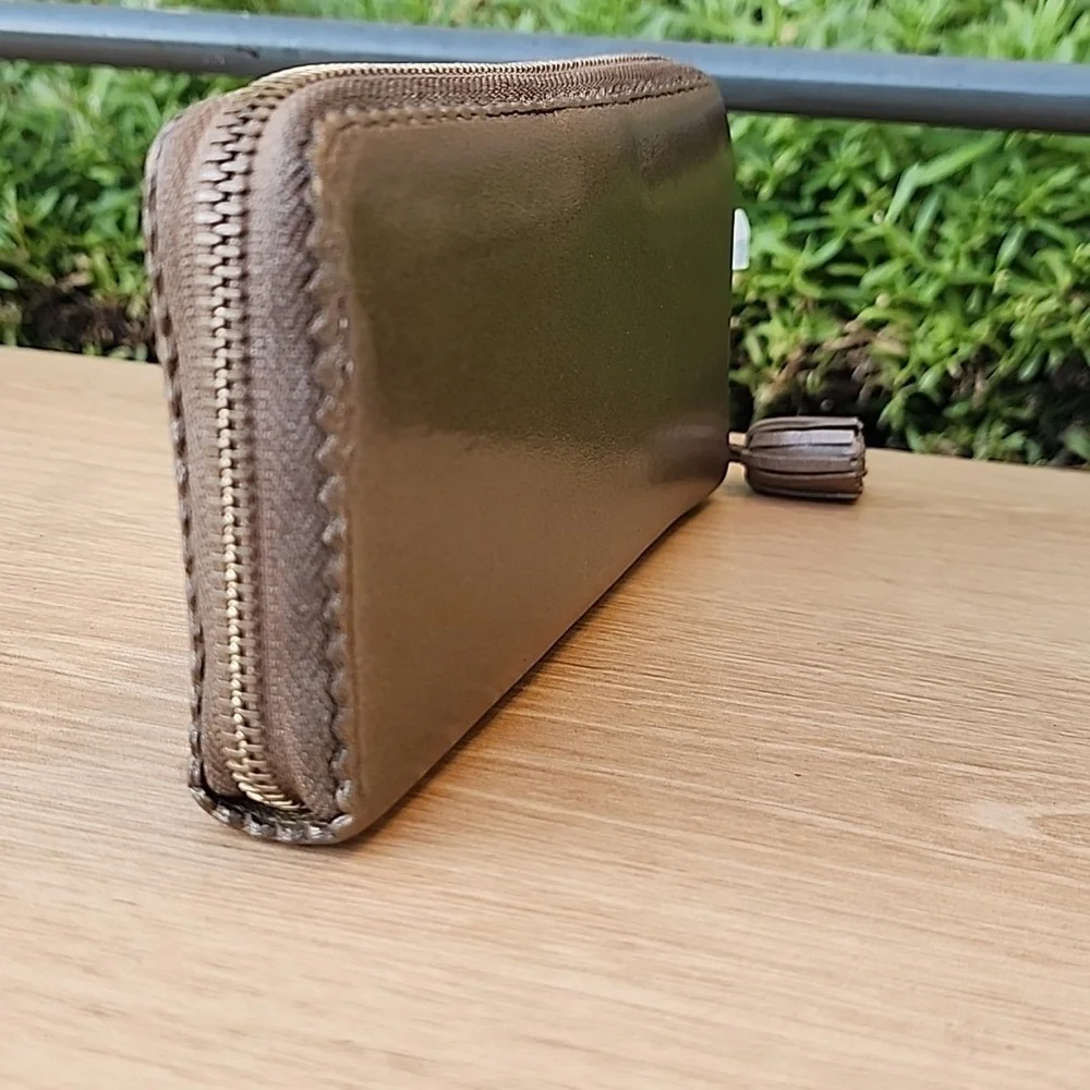 LOEWE Anagram Tassel Women's Long Wallet Champagne Gold Leather